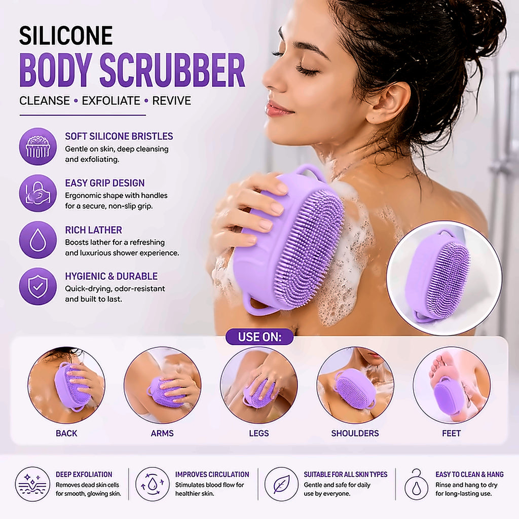 Silicone Body Scrubber – Soft Deep-Cleansing Bath & Shower Brush