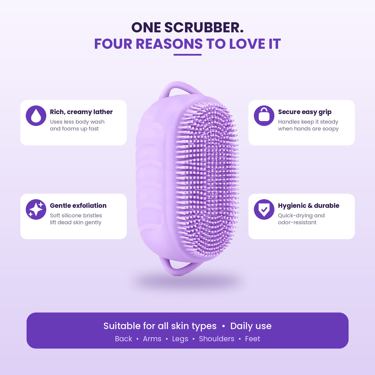 Silicone Body Scrubber – Soft Deep-Cleansing Bath & Shower Brush