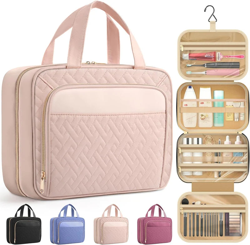Large Hanging Travel Cosmetic Bag – Waterproof Toiletry Organizer with Hook