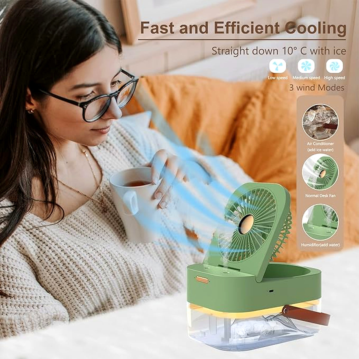 Portable Mini Air Conditioner Fan – Personal Cooling Fan for Home, Office & Travel