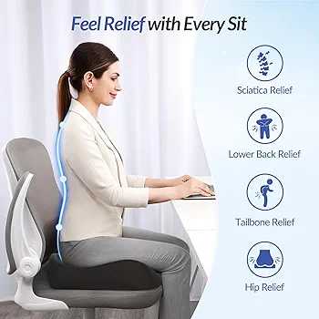 Ergonomic Seat Cushion – Memory Foam Support for Office, Car & Home